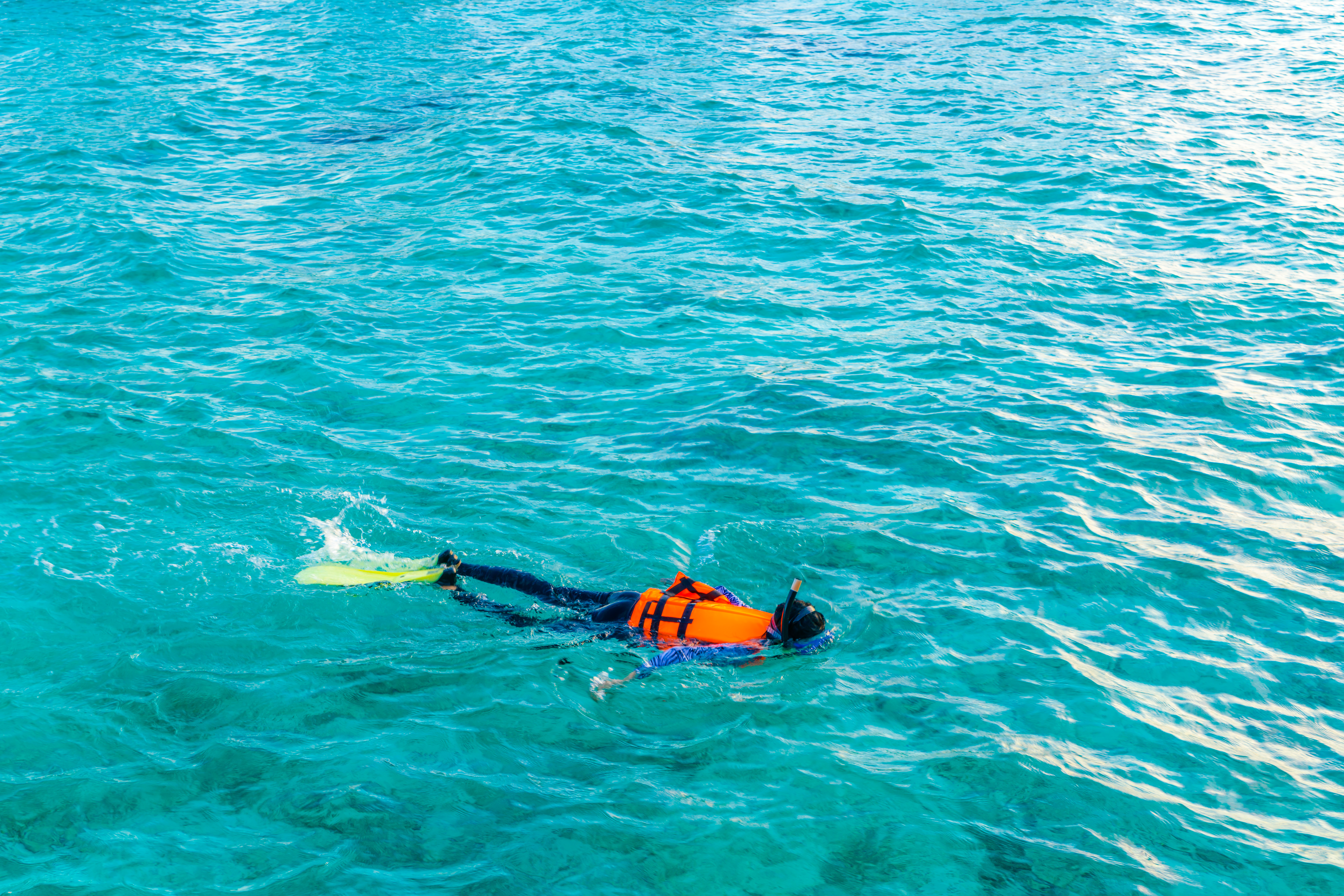 Snorkeling in tropical Maldives island
